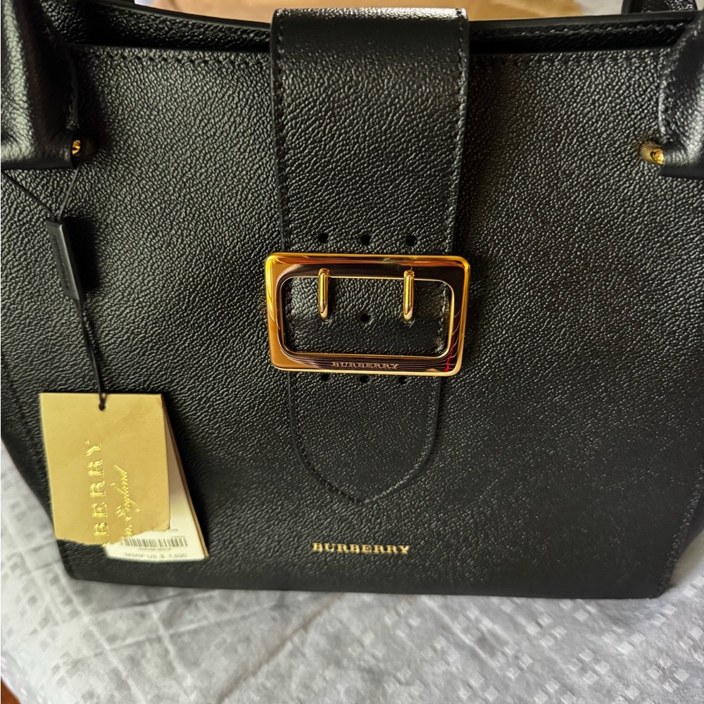 Burberry Black and Gold Shoulder Bag with Signature Buckle